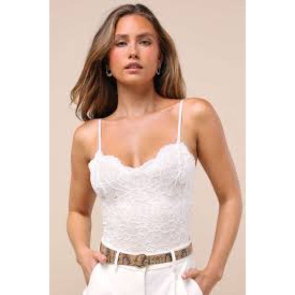 Lulu's White Lace Cami with Spaghetti Straps